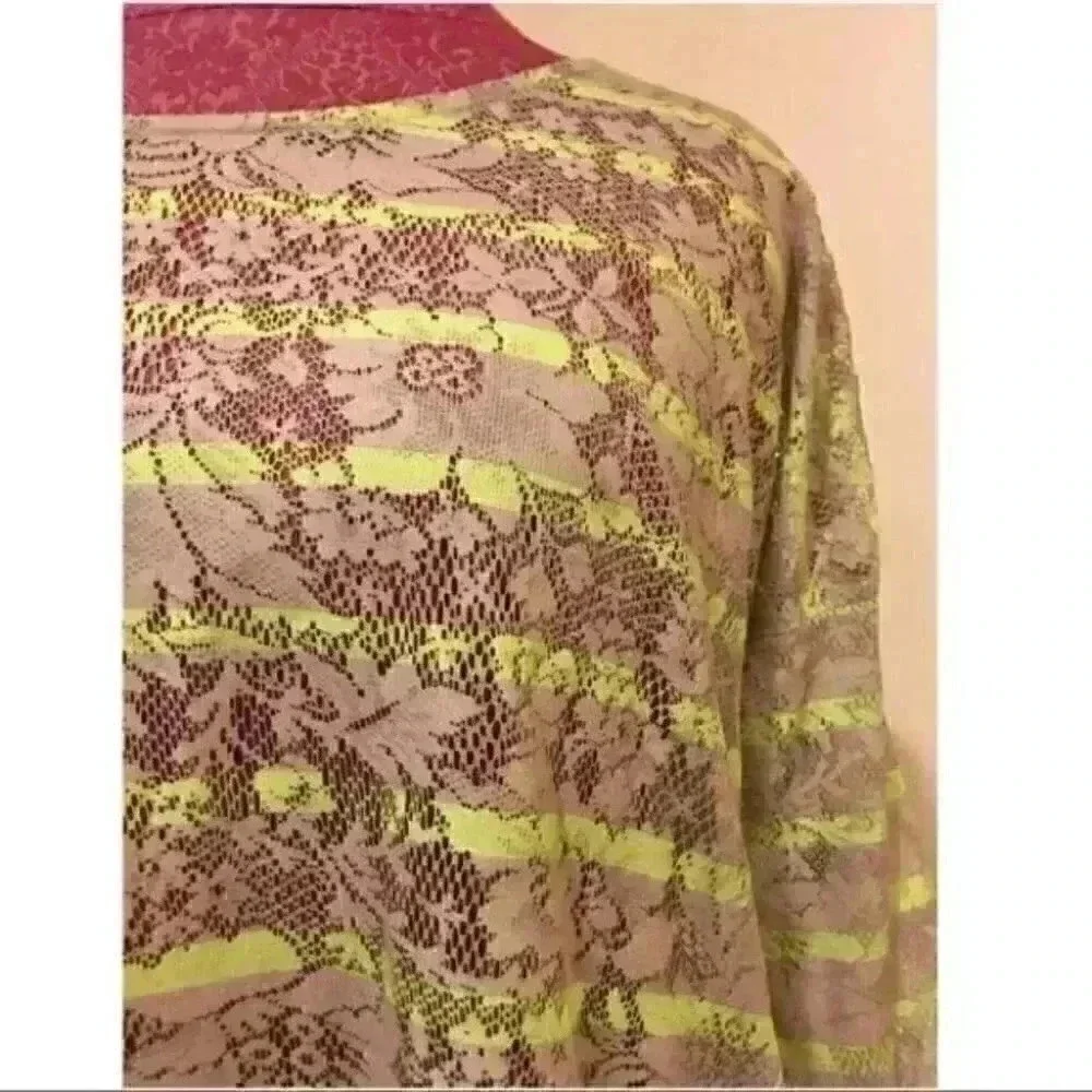Style & Co Top Green Brown Floral 3/4 Sleeve